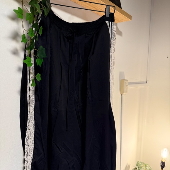 Anthropologie Maeve Black Lace Side Stripe Midi Skirt - Picture 2 of 6